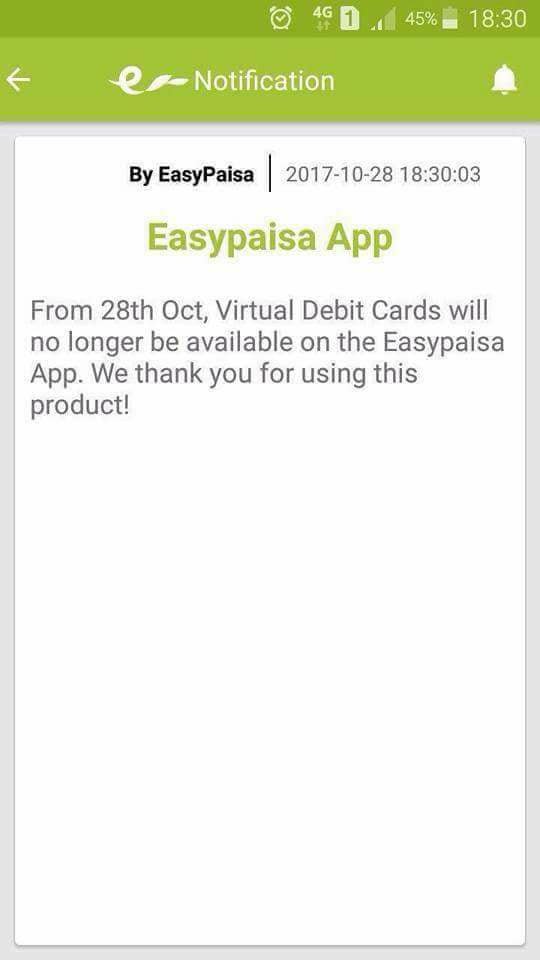 easy paisa virtual debit card